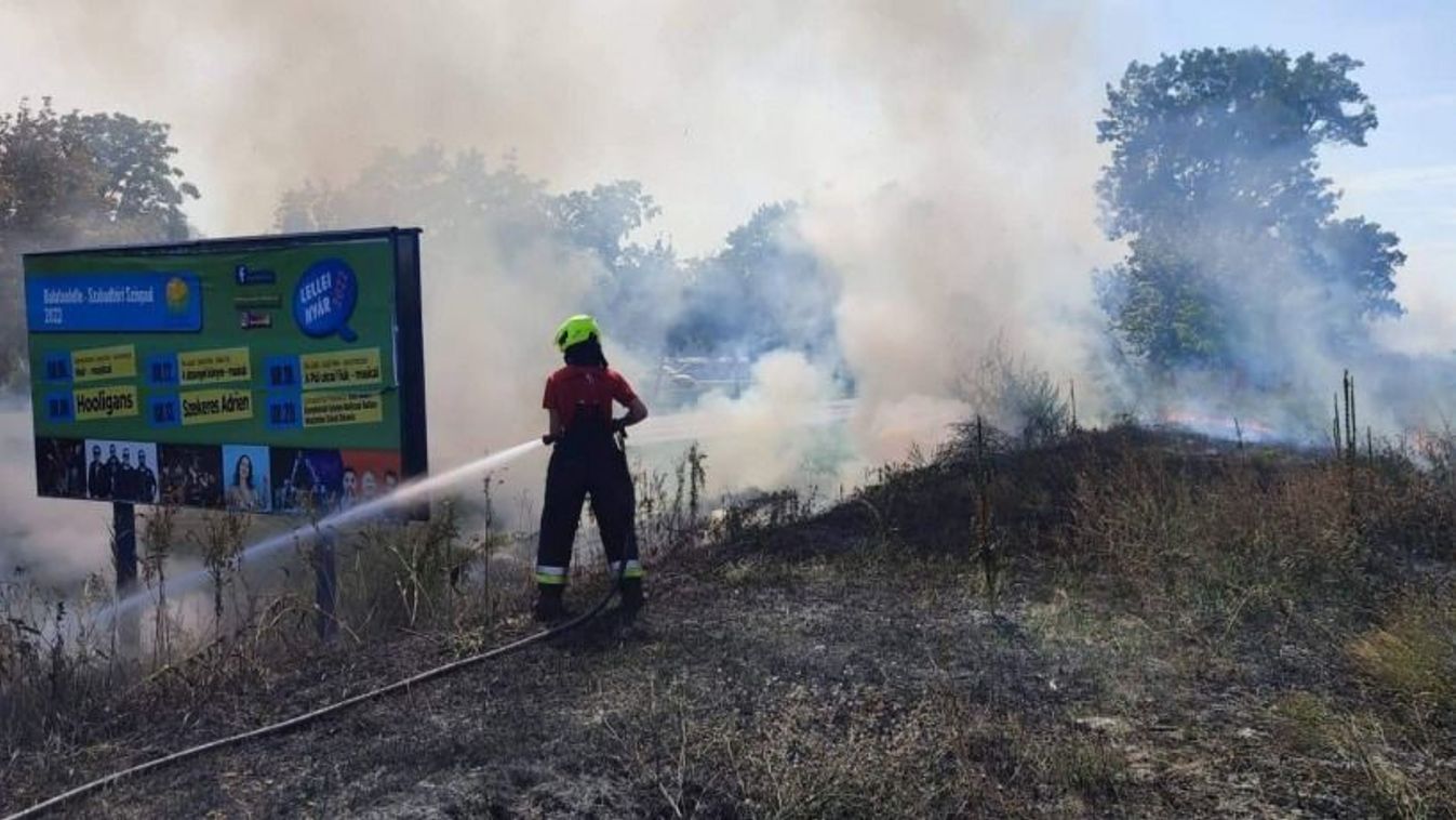 A sínek mellett kapott lángra több ponton az aljnövényzet Fonyódál