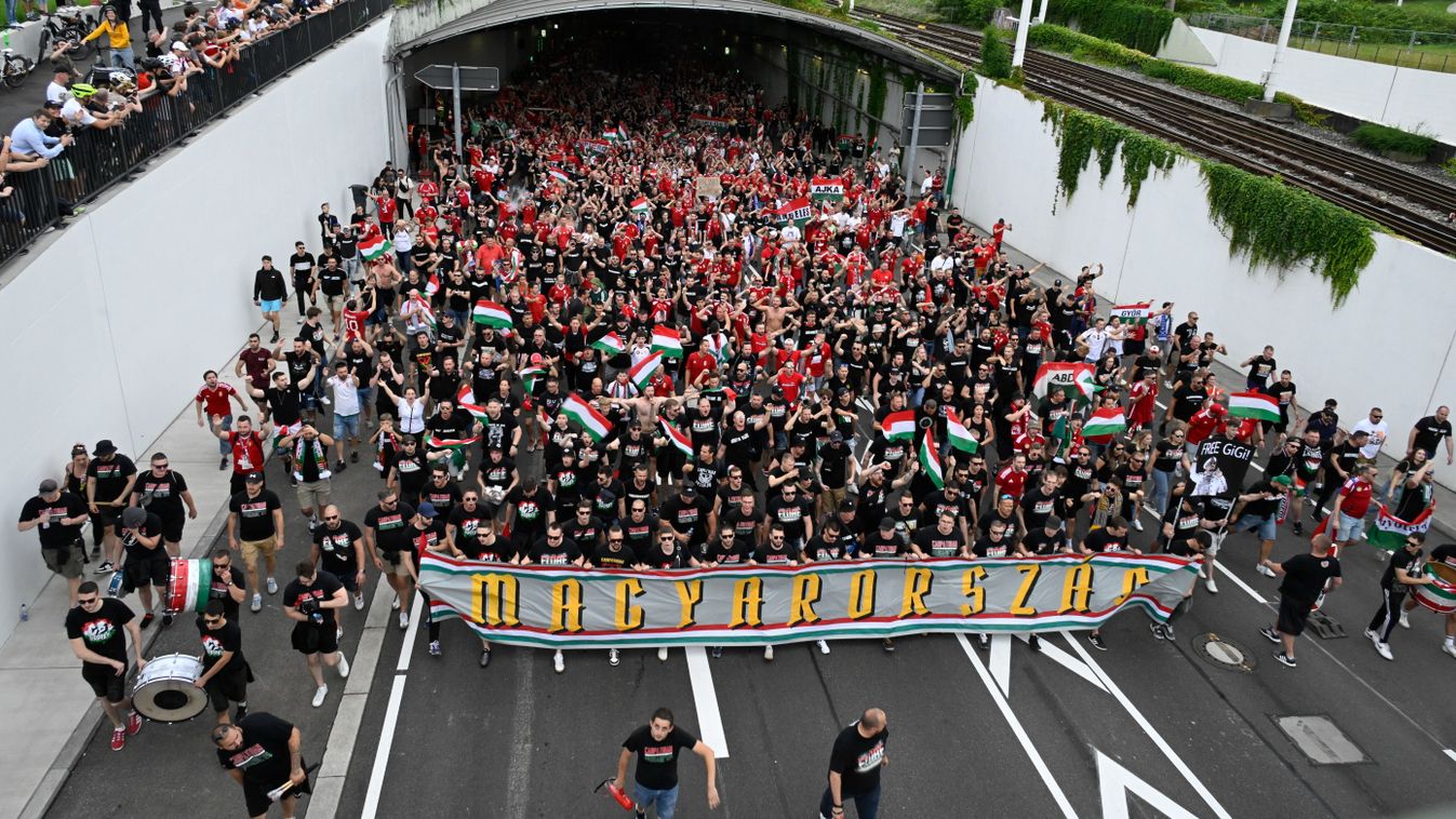 Így vonult a magyar szurkolói menet a stuttgarti stadionba (videó)