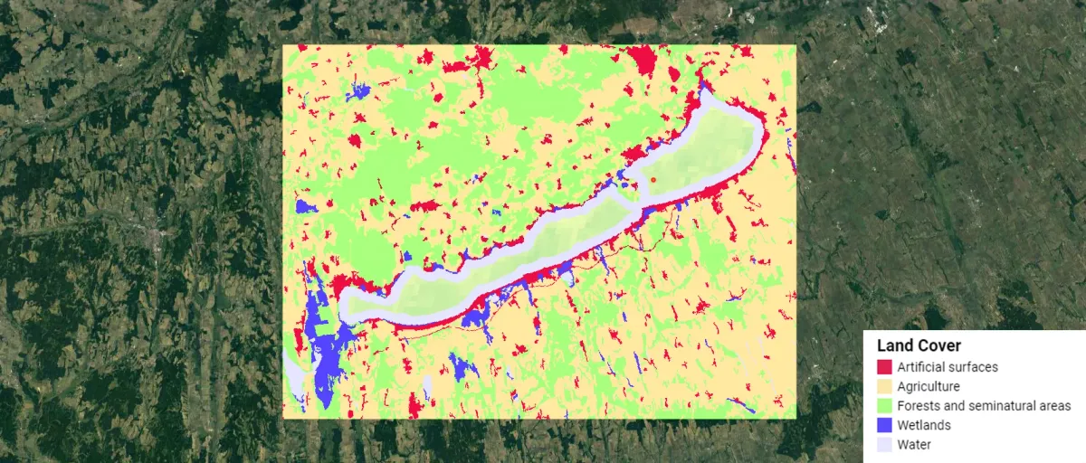 Alternatív térképen pirossal jelölve a Balaton menti települések, ahogyan melegítik a tavat