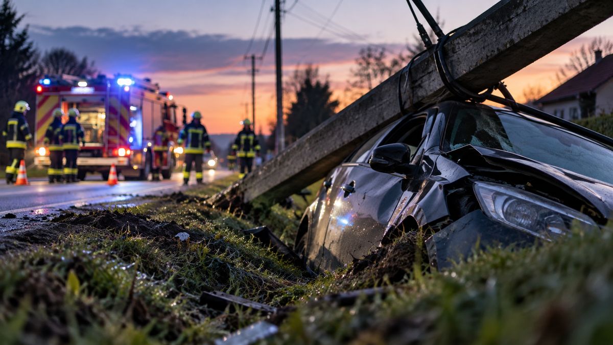 Súlyos baleset Pusztakovácsiban: árokba hajtott, majd villanyoszlopnak csapódott egy autó